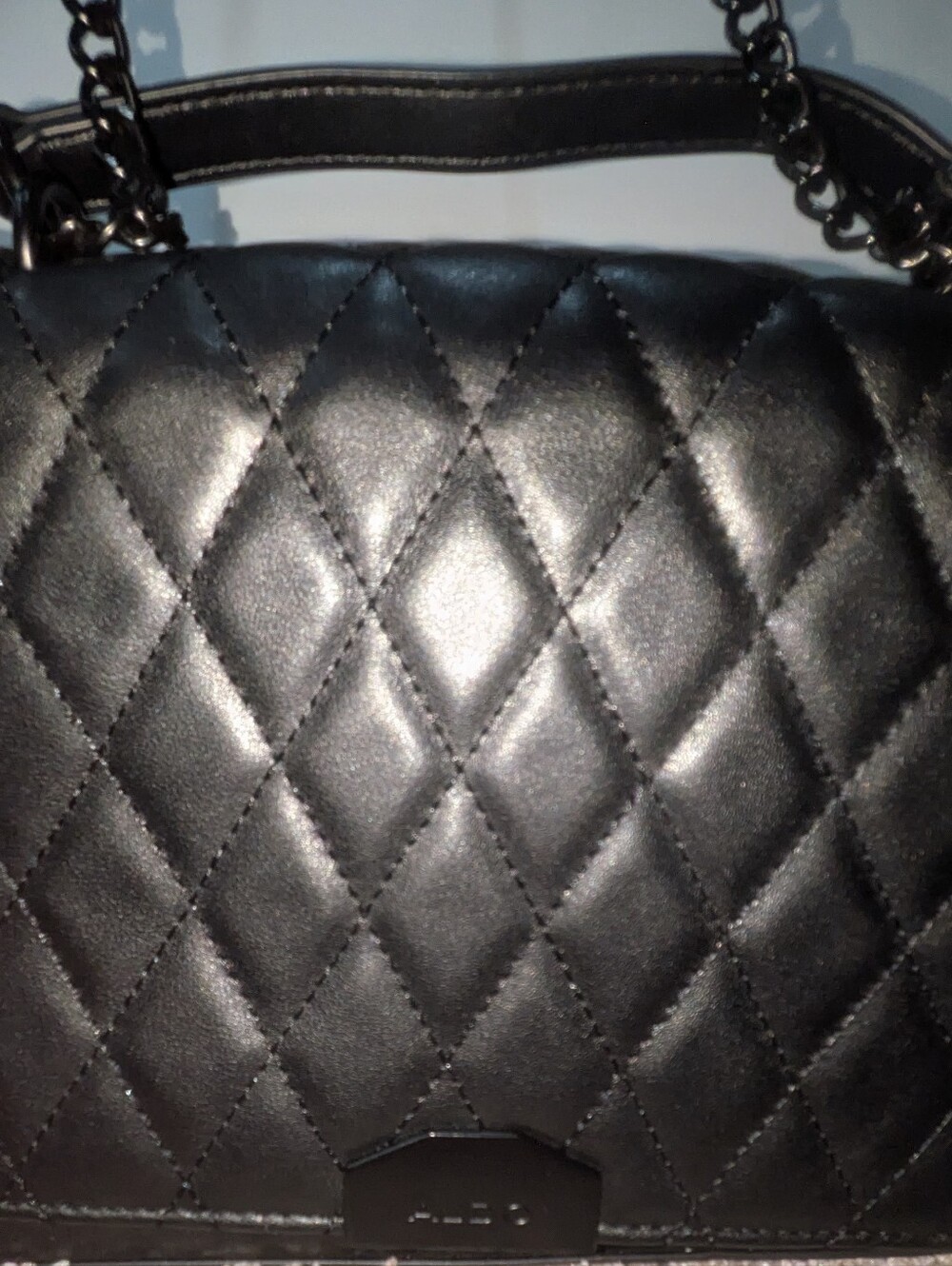 Aldo Black Quilted Crossbody Bag with Black Chain Strap - Picture 3 of 8